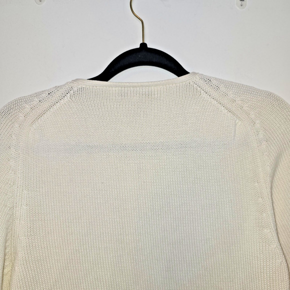 Brooks Brothers Womens Cotton Cardigan Medium Cream Short Sleeve Zip Up Sweater - Picture 7 of 8